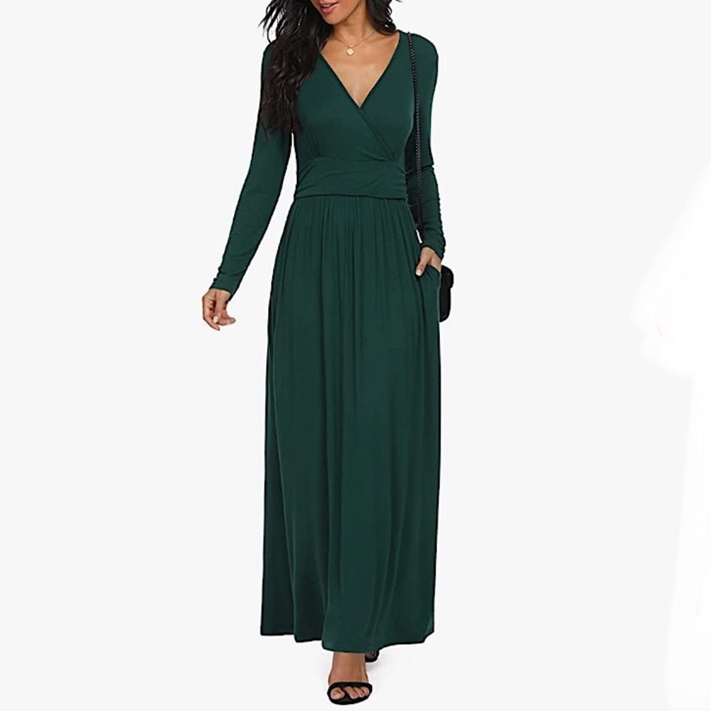 LilBetter maxi dress long sleeve green NWT Brand New LB